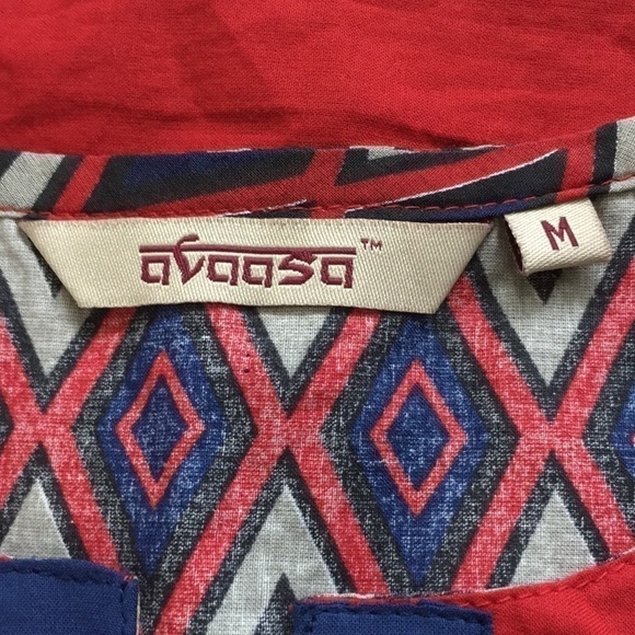 AVAASA Kurta Red Blue Size Medium - Picture 9 of 11